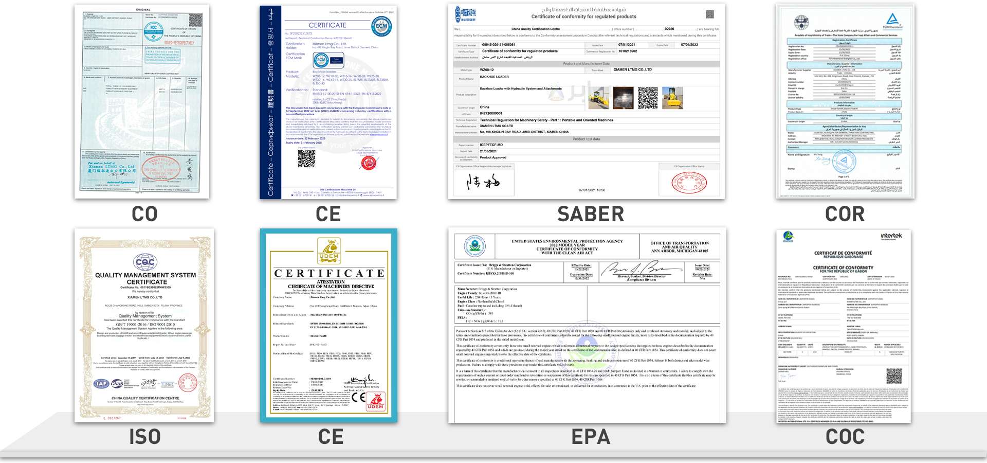 mini backhoe CE certificates